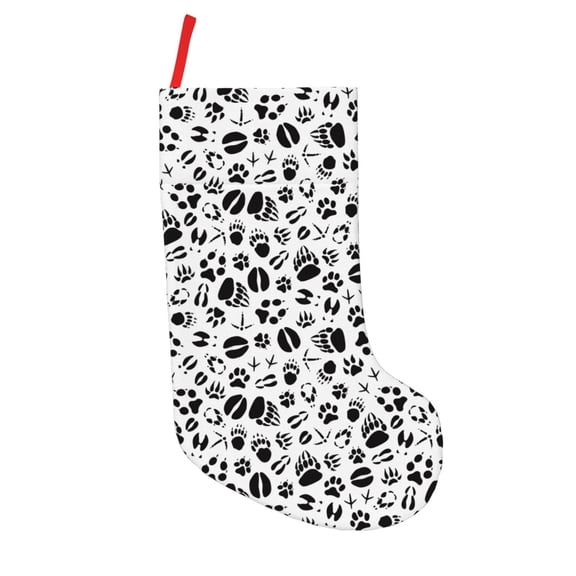 Defioc Black Footprints for Christmas Stockings 18" Personalized Holiday Stocking for Family, Farmhouse Decor, Xmas Tree Decoration, 1 Pack