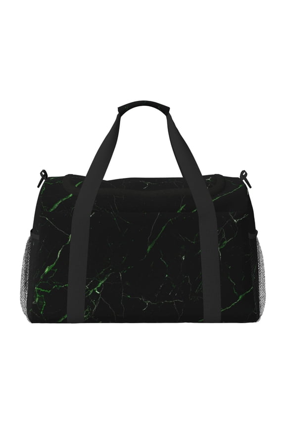 Black Marble Print Hand Travel Bag - Foldable Travel Duffel Bags for Men Women -Sport Gym Bag - Overnight Travel Duffel Bag - Adjustable Shoulder Strap