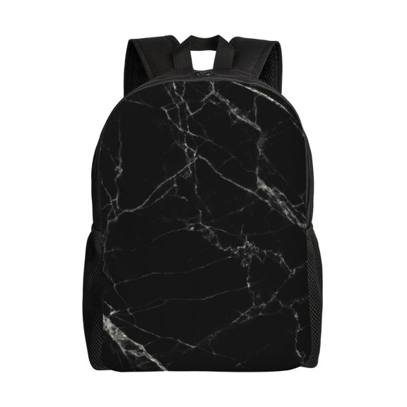 Defioc Black Marble Texture Abstract Print Backpack -Travel,or Work Bookbag Daypacks with 15-Inch Laptop Sleeve and Dual Water Bottle Pockets