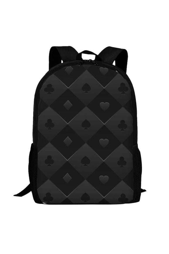 Black Poker Pattern Carry on Backpack,16.5x12.5x5.5 Personal Item Bag Carry On Backpack Water Resistant Lightweight Daypack