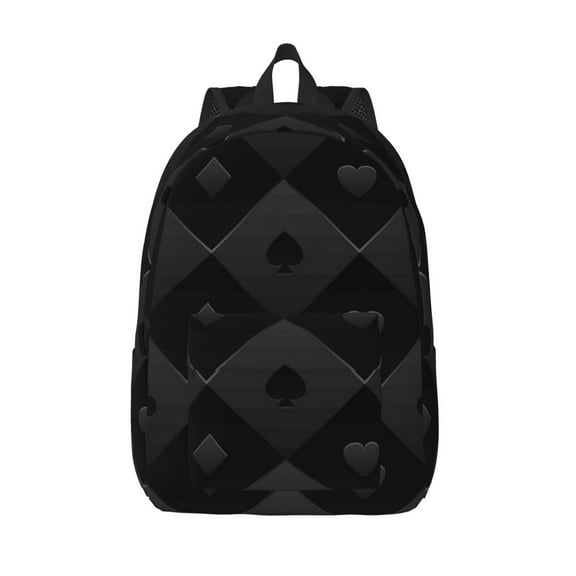 Defioc Black Poker for Canvas Backpack,Travel Rucksack Unisex Knapsack Laptop Backpack for Work & College -Medium