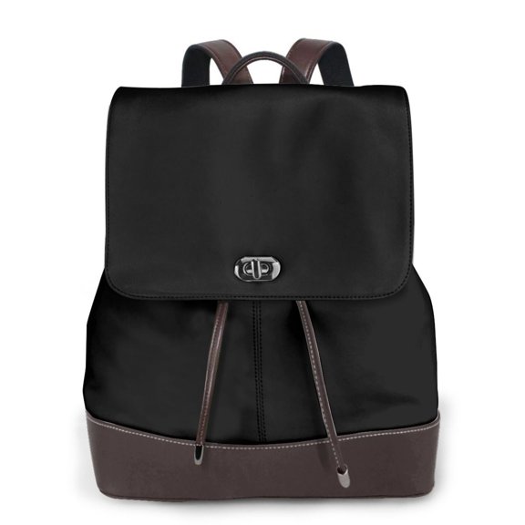 Defioc Black Print PU Leather Backpack,Backpack Purse for Women Fashion Multipurpose Design Handbag Ladies Bags Travel Backpack