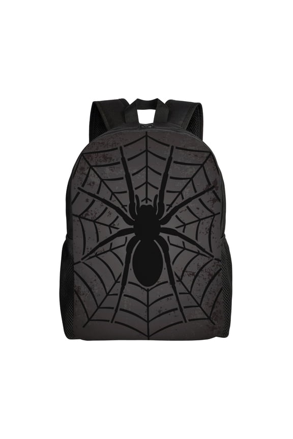 Black Spider On Web 1 Print Backpack -Travel,or Work Bookbag Daypacks with 15-Inch Laptop Sleeve and Dual Water Bottle Pockets