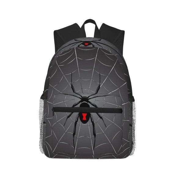 Defioc Black Spider On Web Pattern Laptop Backpack for Men and Women,Casual Backpack Dayback Sports Bookbag for Travel Running Hiking