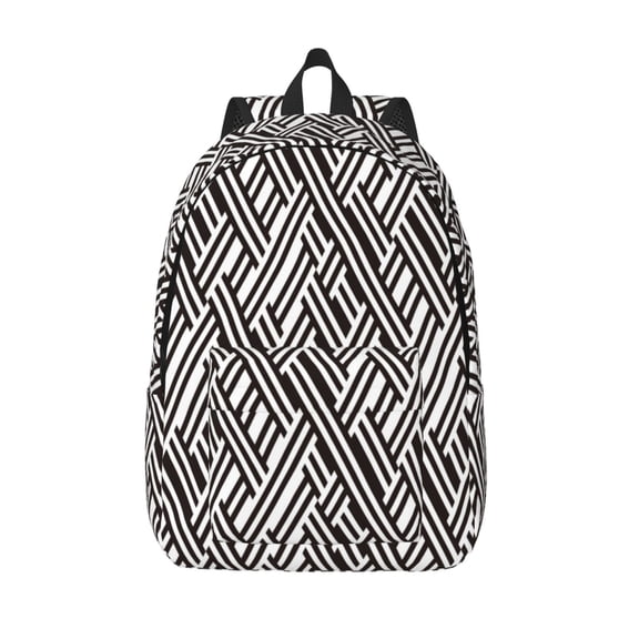 Defioc Black White Stripes for Canvas Backpack,Travel Rucksack Unisex Knapsack Laptop Backpack for Work & College -Medium