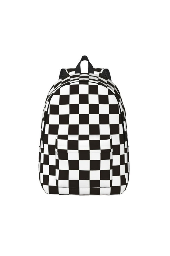 Black and White Checkerboard for Canvas Backpack,Travel Rucksack Unisex Knapsack Laptop Backpack for Work & College -Medium