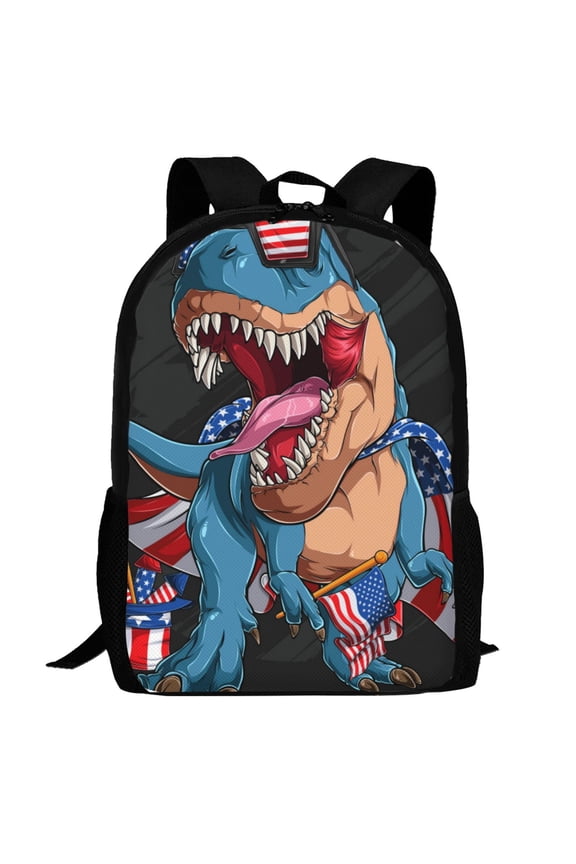 Blue Dinosaur Pattern Carry on Backpack,16.5x12.5x5.5 Personal Item Bag Carry On Backpack Water Resistant Lightweight Daypack