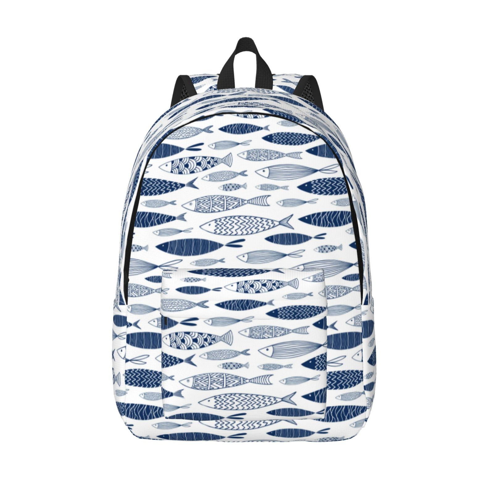 Fish Backpack Small Defioc Blue Fish for Canvas Backpack,Travel Rucksack Unisex Knapsack ...