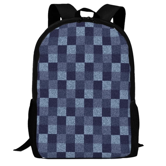 Defioc Blue Gingham Buffalo Check Pattern Carry on Backpack,16.5x12.5x5.5 Personal Item Bag Carry On Backpack Water Resistant Lightweight Daypack