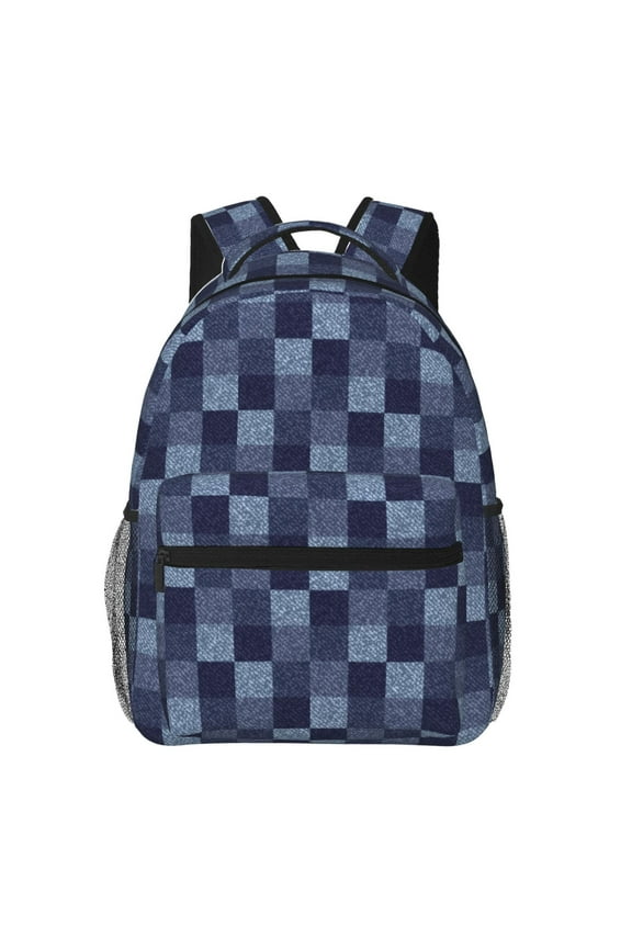 Blue Gingham Buffalo Check Pattern Laptop Backpack,Travel Backpack Outdoor Activities Bag Daypack for Travel Hiking Shopping Daily