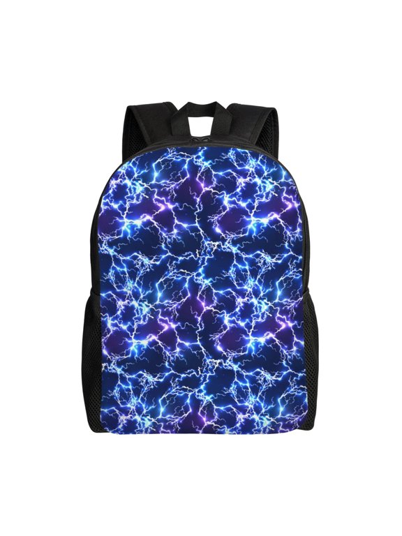 Blue Lightning1 Print Backpack -Travel,or Work Bookbag Daypacks with 15-Inch Laptop Sleeve and Dual Water Bottle Pockets