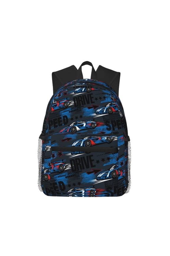Blue Sports Car Pattern Laptop Backpack for Men and Women,Casual Backpack Dayback Sports Bookbag for Travel Running Hiking