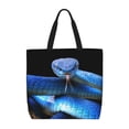 thumbnail image 1 of Defioc Blue Viper Snake Pattern Tote Bag for Women,Large Capacity Tote Bag with Zipper Casual Shoulder Handbags Shopping Bag, 1 of 8