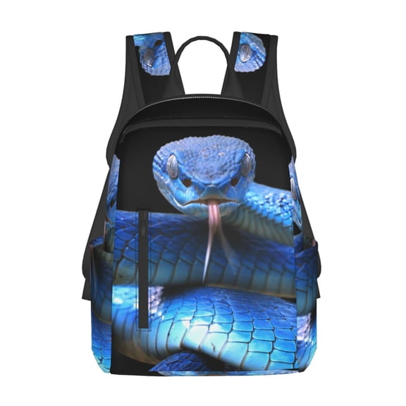 Defioc Blue Viper Snake Pattern Travel Laptop Backpack,Lightweight Backpack Travel Hiking Daypack Backpack Work Bag for Men Women