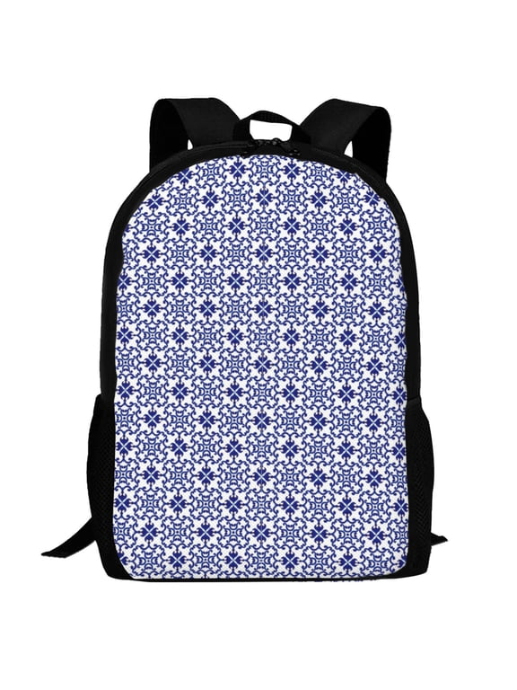 Blue And White Porcelain Chinaware Pattern Carry on Backpack,16.5x12.5x5.5 Personal Item Bag Carry On Backpack Water Resistant Lightweight Daypack
