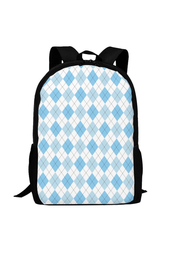Blue and White Squares Pattern Carry on Backpack,16.5x12.5x5.5 Personal Item Bag Carry On Backpack Water Resistant Lightweight Daypack