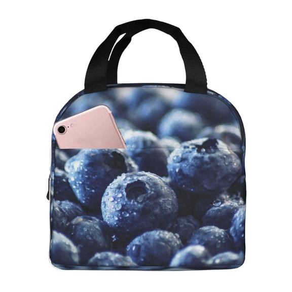 Defioc Blueberry Print Lunch Box,Lunch Bag for Women Men Reusable Insulated Lunch Tote for Work/Office/Picnic/Travel