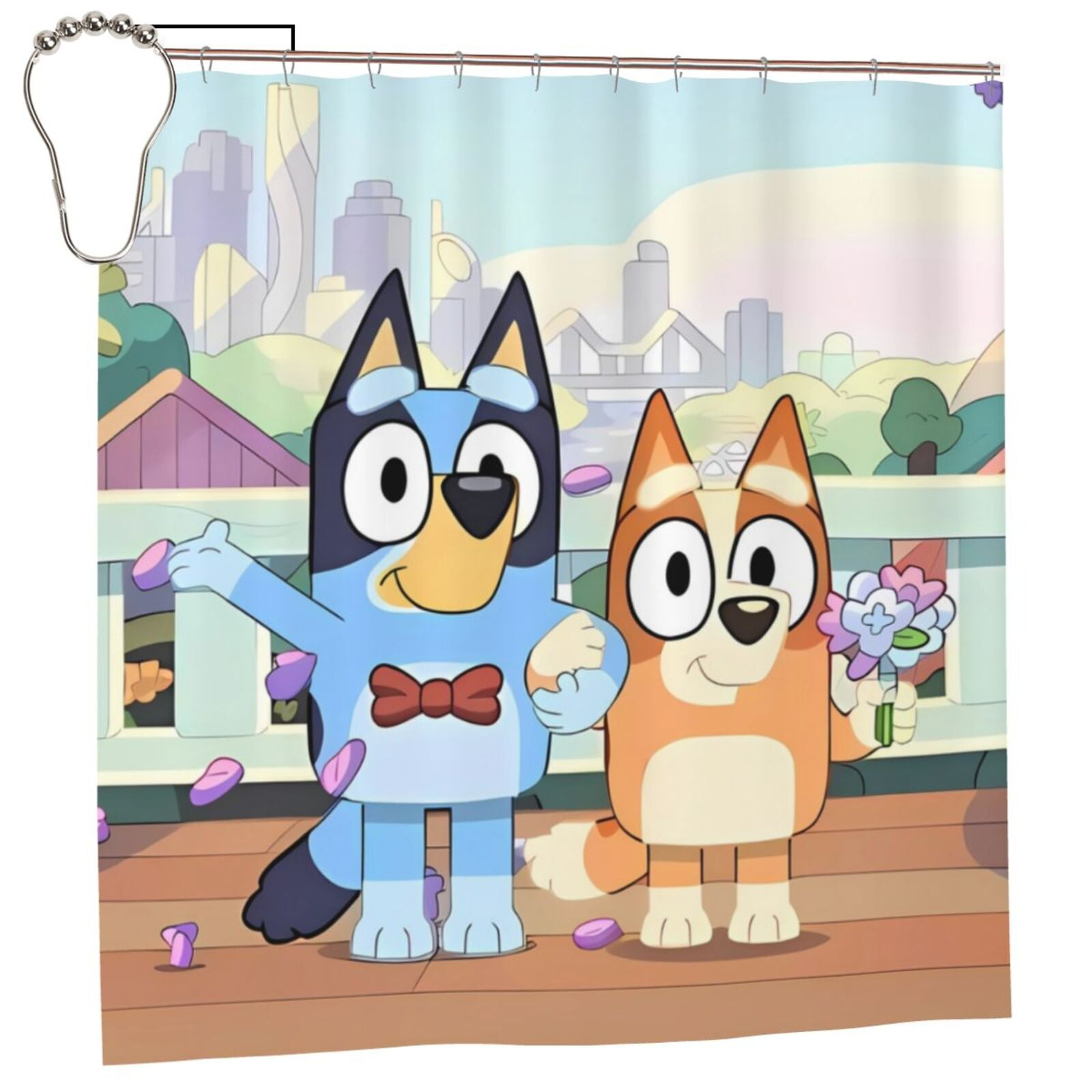 Defioc Bluey Print Waterproof Fabric Shower Curtain - Bathroom Shower Curtain Liner with ...