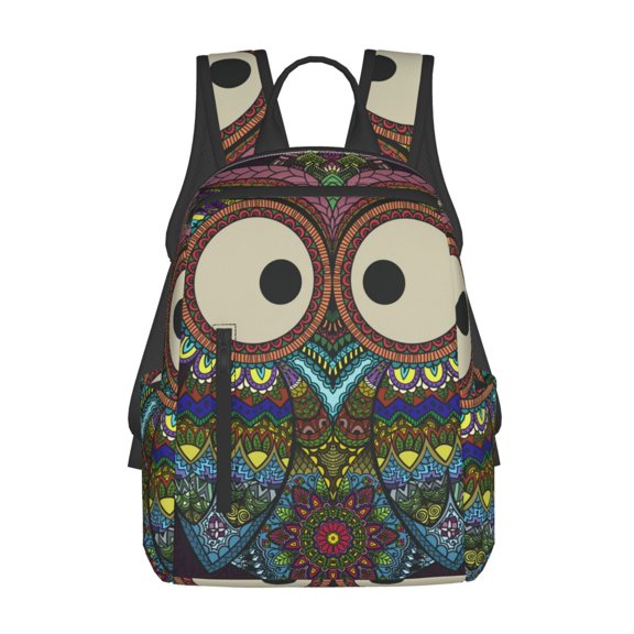 Defioc Boho Owl Pattern Travel Laptop Backpack,Lightweight Backpack Travel Hiking Daypack Backpack Work Bag for Men Women