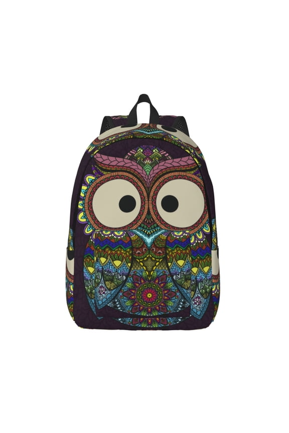 Boho Owl for Canvas Backpack,Travel Rucksack Unisex Knapsack Laptop Backpack for Work & College -Small