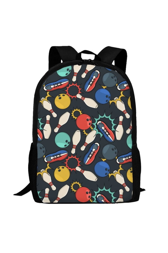 Bowling Ball Pattern Carry on Backpack,16.5x12.5x5.5 Personal Item Bag Carry On Backpack Water Resistant Lightweight Daypack