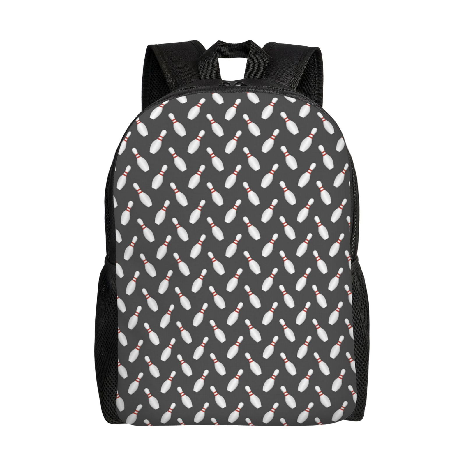 Defioc Bowling Pins Print Backpack -Travel,or Work Bookbag Daypacks with 15-Inch Laptop Sleeve and Dual Water Bottle Pockets