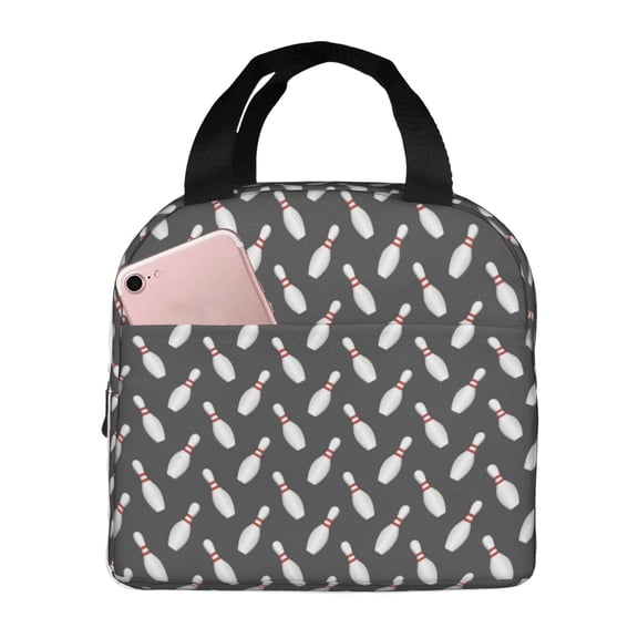 Defioc Bowling Pins Print Lunch Box,Lunch Bag for Women Men Reusable Insulated Lunch Tote for Work/Office/Picnic/Travel