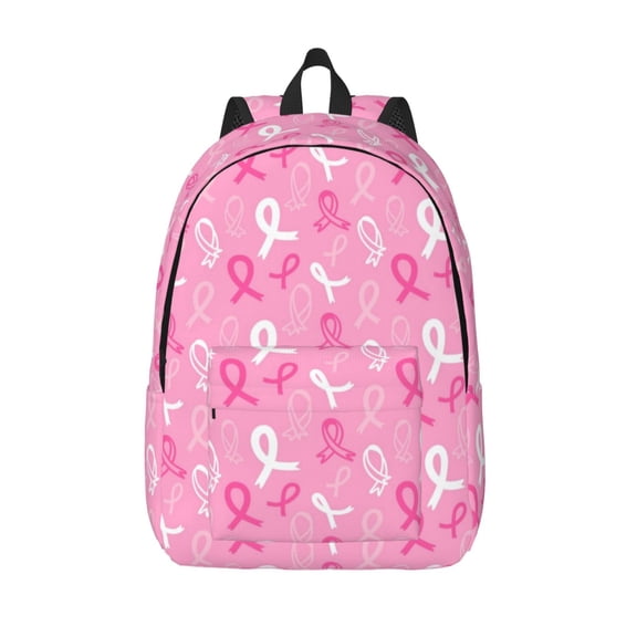 Defioc Breast Cancer Awareness (3) for Canvas Backpack,Travel Rucksack Unisex Knapsack Laptop Backpack for Work & College -Small