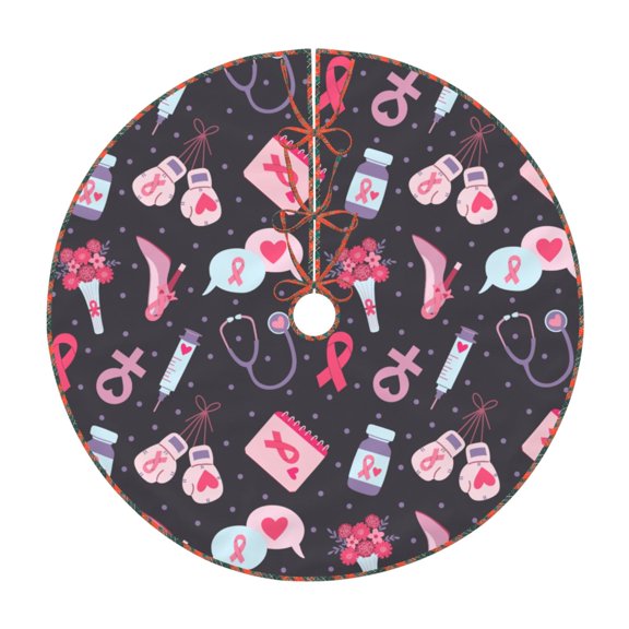 Defioc Breast Cancer Awareness1 for Christmas Tree Skirt Snowman Xmas Tree Skirt Farmhouse Christmas Decorations Tree Mat for Holiday Party Decor-36"