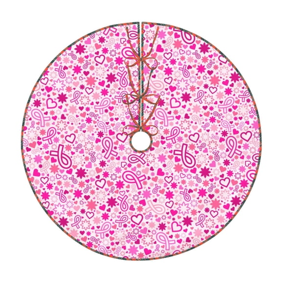 Defioc Breast Cancer Awareness2 for Christmas Tree Skirt Snowman Xmas Tree Skirt Farmhouse Christmas Decorations Tree Mat for Holiday Party Decor-36"