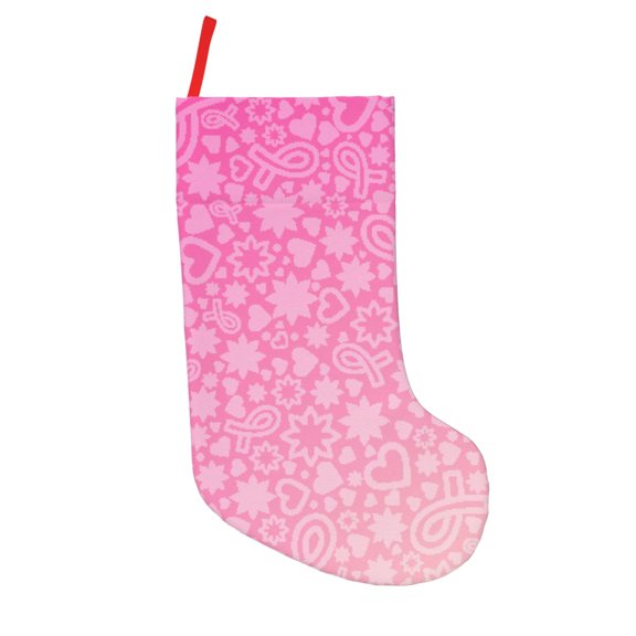 Defioc Breast CancerN Ribbons Awareness for Christmas Stockings 18" Personalized Holiday Stocking for Family, Farmhouse Decor, Xmas Tree Decoration, 1 Pack