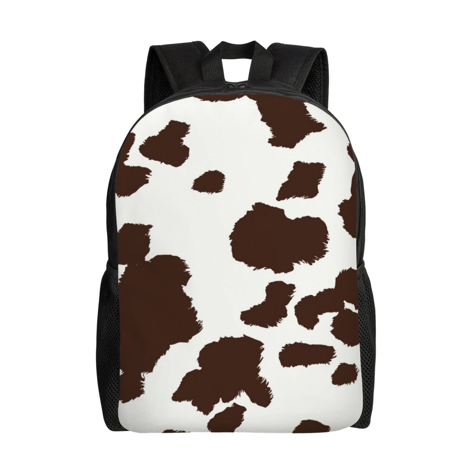 Defioc Brown Cow Print Backpack -Travel,or Work Bookbag Daypacks with 15-Inch Laptop Sleeve and Dual Water Bottle Pockets