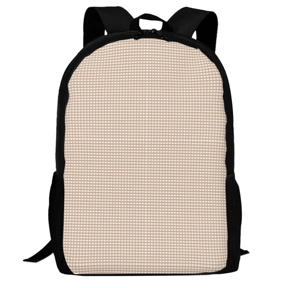 Defioc Brown Gingham Pattern Carry on Backpack,16.5x12.5x5.5 Personal Item Bag Carry On Backpack Water Resistant Lightweight Daypack