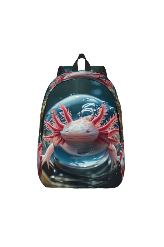 Bubbles Axolotl Fantasy for Canvas Backpack,Travel Rucksack Unisex Knapsack Laptop Backpack for Work & College -Medium