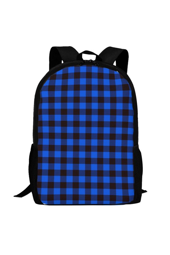 Buffalo Plaid Blue Black Pattern Carry on Backpack,16.5x12.5x5.5 Personal Item Bag Carry On Backpack Water Resistant Lightweight Daypack