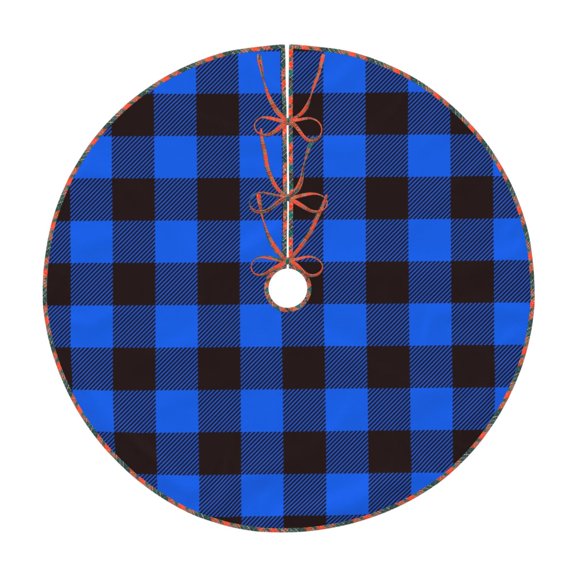 Defioc Buffalo Plaid Blue Black for Christmas Tree Skirt Snowman Xmas Tree Skirt Farmhouse Christmas Decorations Tree Mat for Holiday Party Decor-36"