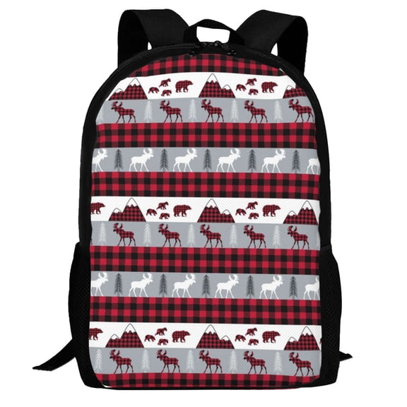 Defioc Buffalo Plaid Forest Pattern Carry on Backpack,16.5x12.5x5.5 Personal Item Bag Carry On Backpack Water Resistant Lightweight Daypack
