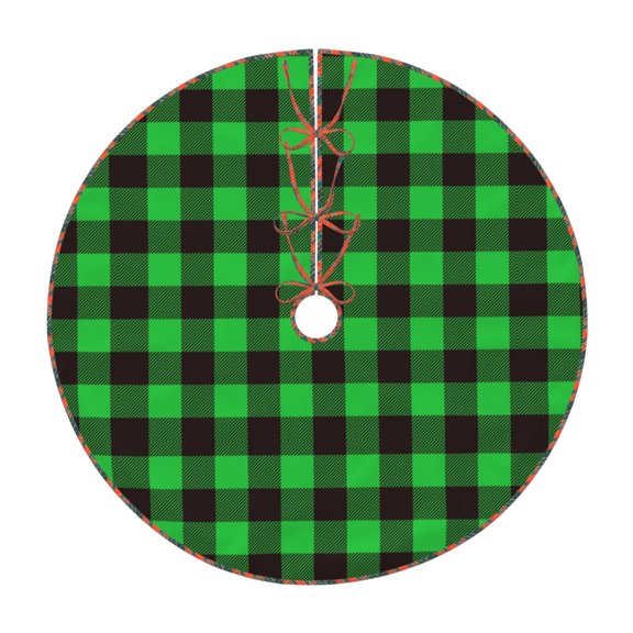 Defioc Buffalo Plaid Green Black for Christmas Tree Skirt Snowman Xmas Tree Skirt Farmhouse Christmas Decorations Tree Mat for Holiday Party Decor-36"