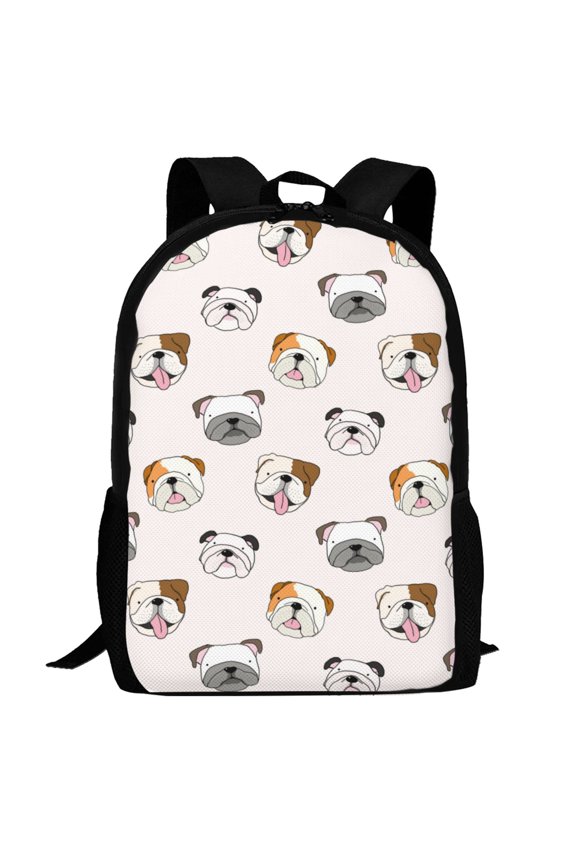 Bulldog Face Pattern Carry on Backpack,16.5x12.5x5.5 Personal Item Bag Carry On Backpack Water Resistant Lightweight Daypack