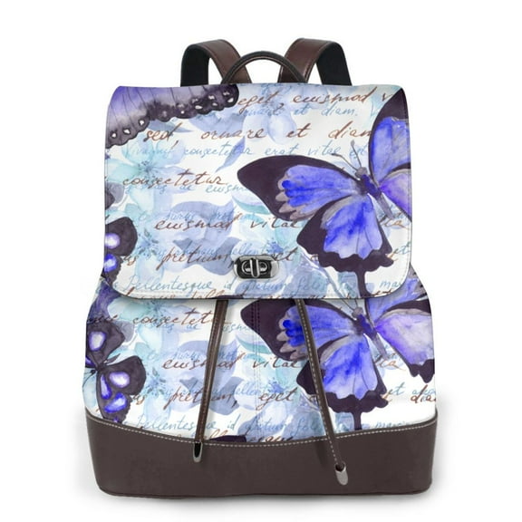 Defioc Butterflies Print PU Leather Backpack,Backpack Purse for Women Fashion Multipurpose Design Handbag Ladies Bags Travel Backpack