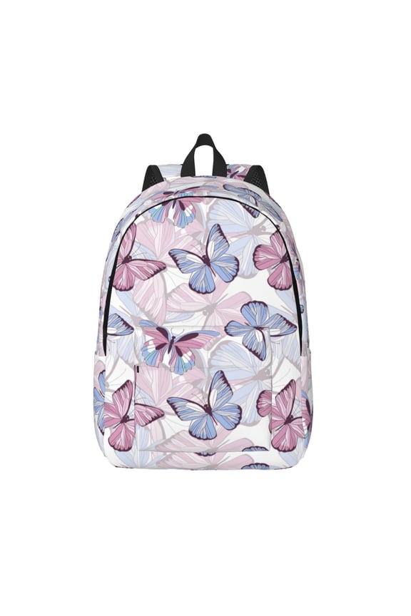 Butterflies in Pastel for Canvas Backpack,Travel Rucksack Unisex Knapsack Laptop Backpack for Work & College -Medium