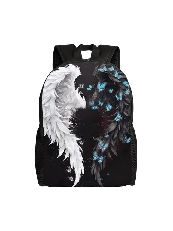 Butterfly Angel Wings Art Print Backpack -Travel,or Work Bookbag Daypacks with 15-Inch Laptop Sleeve and Dual Water Bottle Pockets