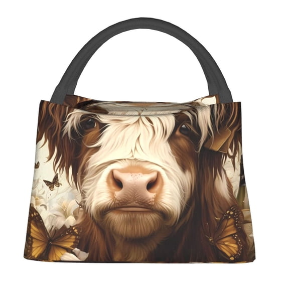 Defioc Butterfly Cow Barrel Print Lunch Bag for Women Men,Insulated Lunch Bag Leakproof Cooler Tote Bag Organizer for Work Picnic or Travel