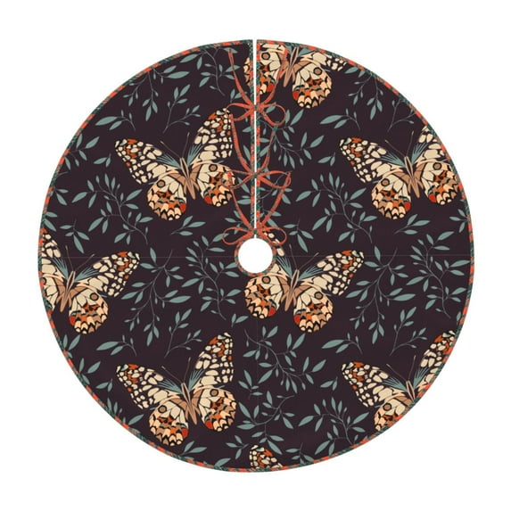 Defioc Butterfly1 for Christmas Tree Skirt Snowman Xmas Tree Skirt Farmhouse Christmas Decorations Tree Mat for Holiday Party Decor-30"