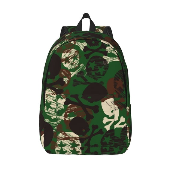 Defioc Camouflage Skull for Canvas Backpack,Travel Rucksack Unisex Knapsack Laptop Backpack for Work & College -Medium