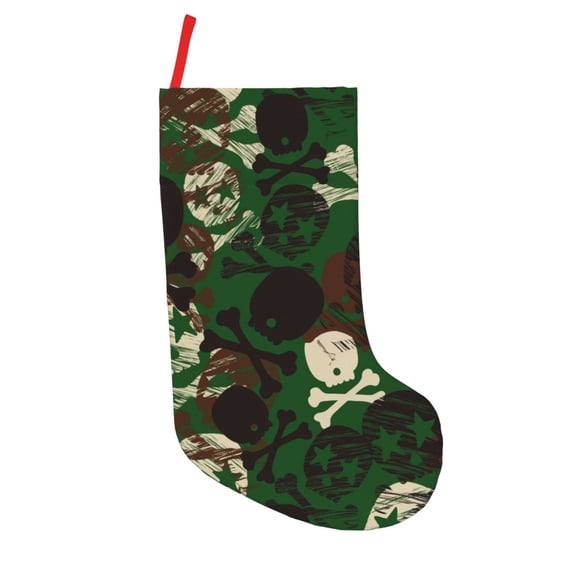 Defioc Camouflage Skull for Christmas Stockings 18" Personalized Holiday Stocking for Family, Farmhouse Decor, Xmas Tree Decoration, 1 Pack