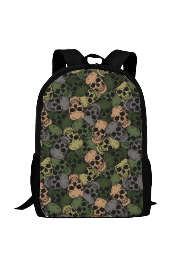 Camouflage Skulls Pattern Carry on Backpack,16.5x12.5x5.5 Personal Item Bag Carry On Backpack Water Resistant Lightweight Daypack