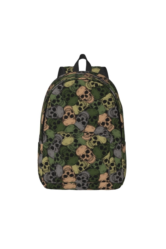 Camouflage Skulls for Canvas Backpack,Travel Rucksack Unisex Knapsack Laptop Backpack for Work & College -Medium
