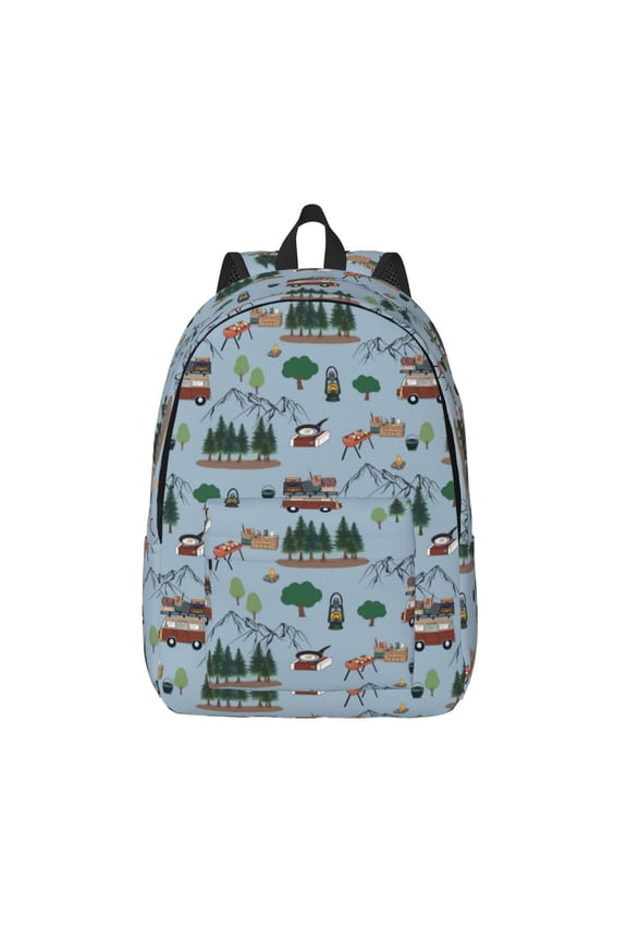 Camping Caravan for Canvas Backpack,Travel Rucksack Unisex Knapsack Laptop Backpack for Work & College -Medium