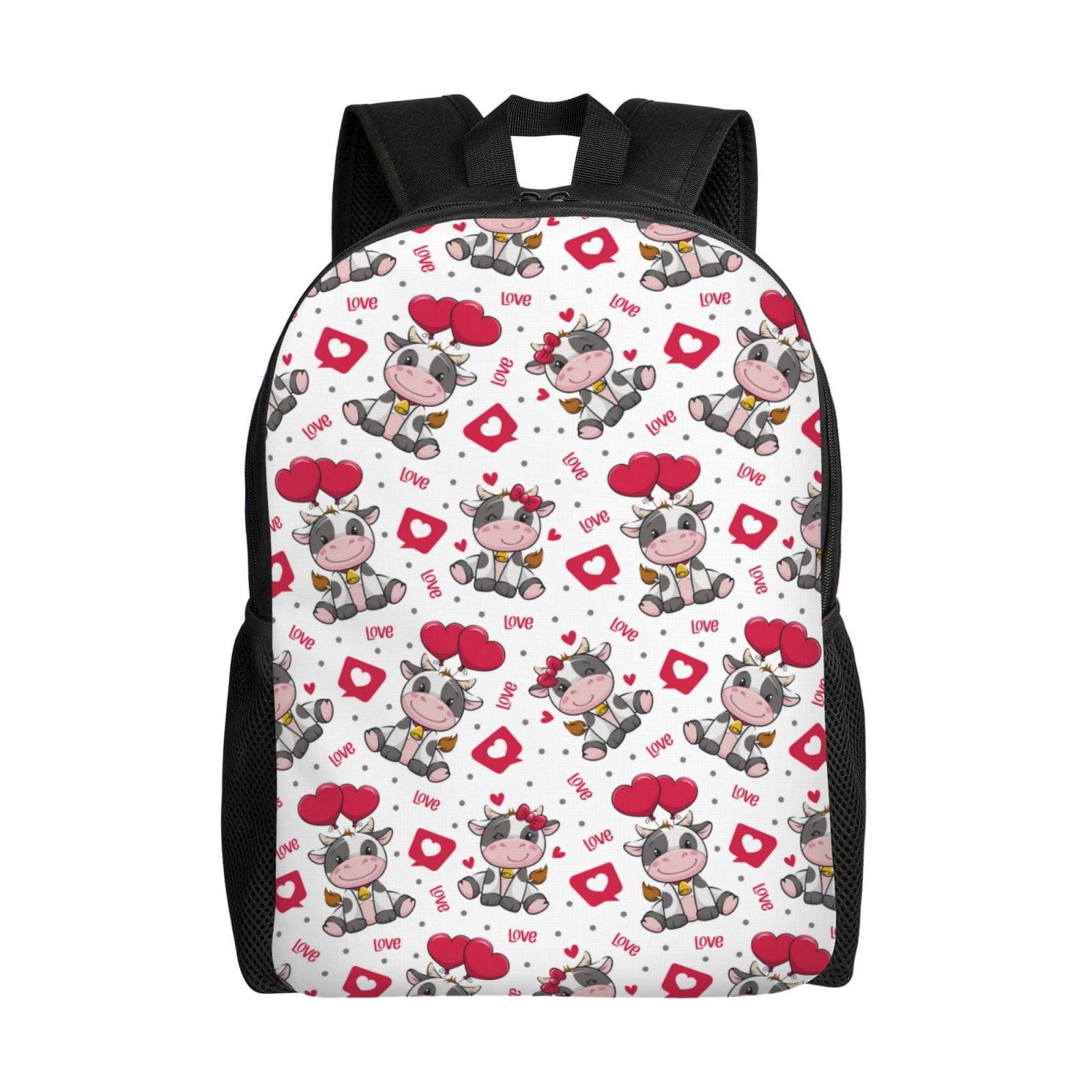 Defioc Caring Cow Print Backpack -Travel,or Work Bookbag Daypacks with 15-Inch Laptop Sleeve and Dual Water Bottle Pockets